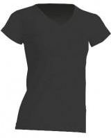 Koszulka damska (t-shirt) z krótkim rękawem - REGULAR LADY COMFORT V-NECK - kolor czarny (BLACK).