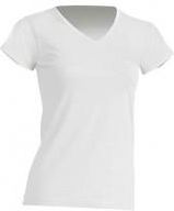 Koszulka damska (t-shirt) z krótkim rękawem - REGULAR LADY COMFORT V-NECK - kolor biały (WHITE).