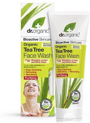 Dr Organic żel do mycia twarzy z organicznym olejkiem z drzewa herbacianego 200ml