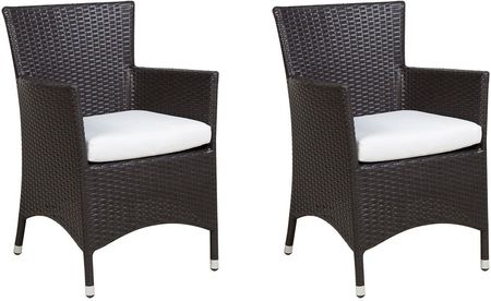 Beliani Zestaw 2 nowoczesnych krzeseł ogrodowych z rattanu brązowe Italy