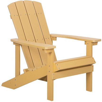 BELIANI Krzesło imitacja drewna ogrodowe na ganek z podłokietnikami żółte Adirondack