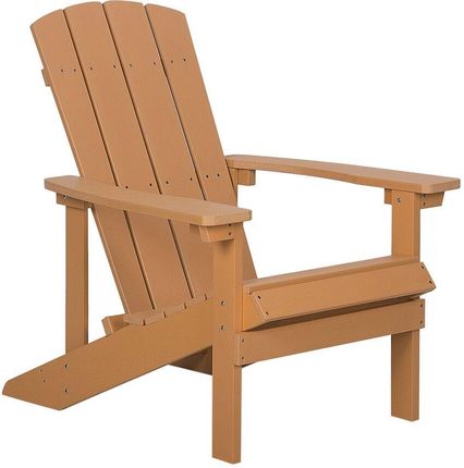 Beliani Krzesło imitacja drewna ogrodowe na ganek z podłokietnikami jasne drewno Adirondack
