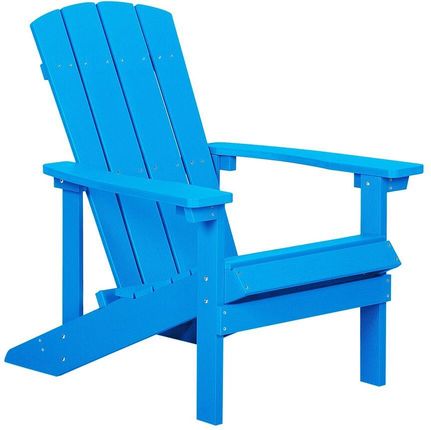 Beliani Krzesło imitacja drewna ogrodowe na ganek z podłokietnikami niebieskie Adirondack
