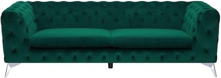Beliani Sofa welurowa 3-osobowa pikowana chesterfield zielona nowoczesna do salonu Sotra