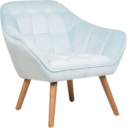 Beliani Elegancki fotel welurowy pikowany jasne drewniane nóżki jasnoniebieski Karis