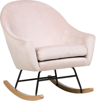 Beliani Nowoczesny fotel bujany na płozach welurowy różowy Oxie
