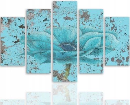 Obraz 5 Częściowy Błękitny Kwiat Na Ścianę 150x100