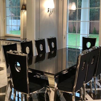 BellaCasa.co Jadalnia glamour Elegannte Nero stół 200x100x75 6 krzeseł - zdjęcie 4