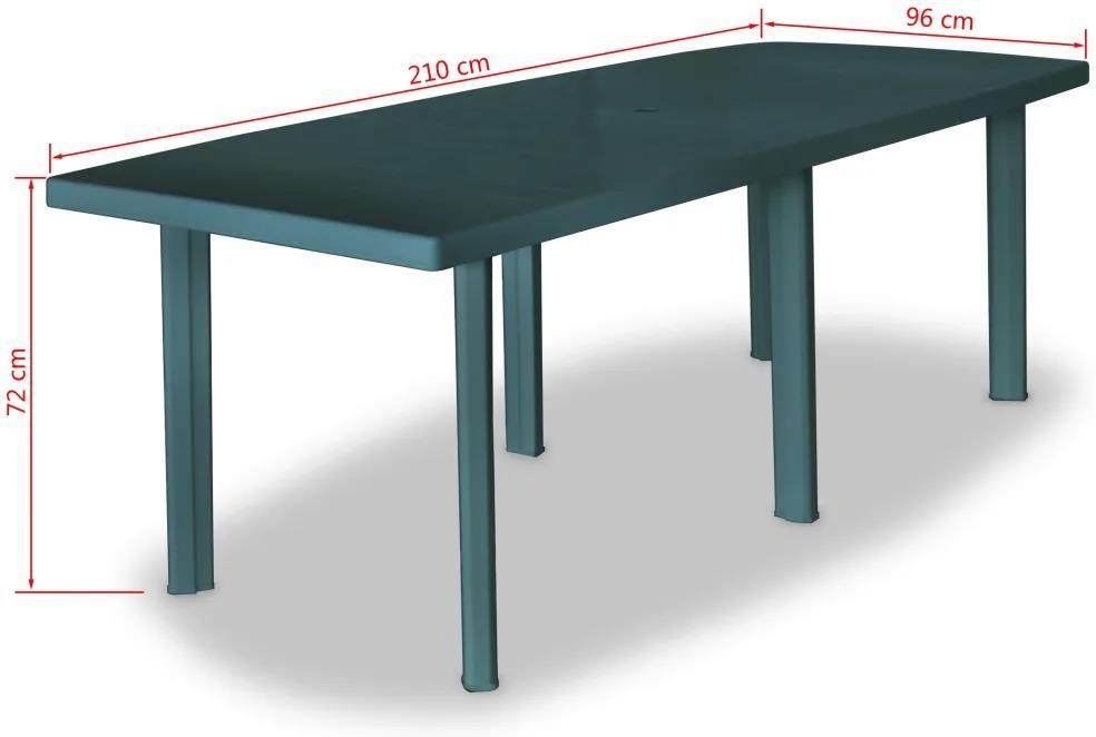 Stół ogrodowy, 210 x 96 x 72 cm, plastik, zielony - zdjęcie 3 Stół ogrodowy, 210 x 96 x 72 cm, plastik, zielony