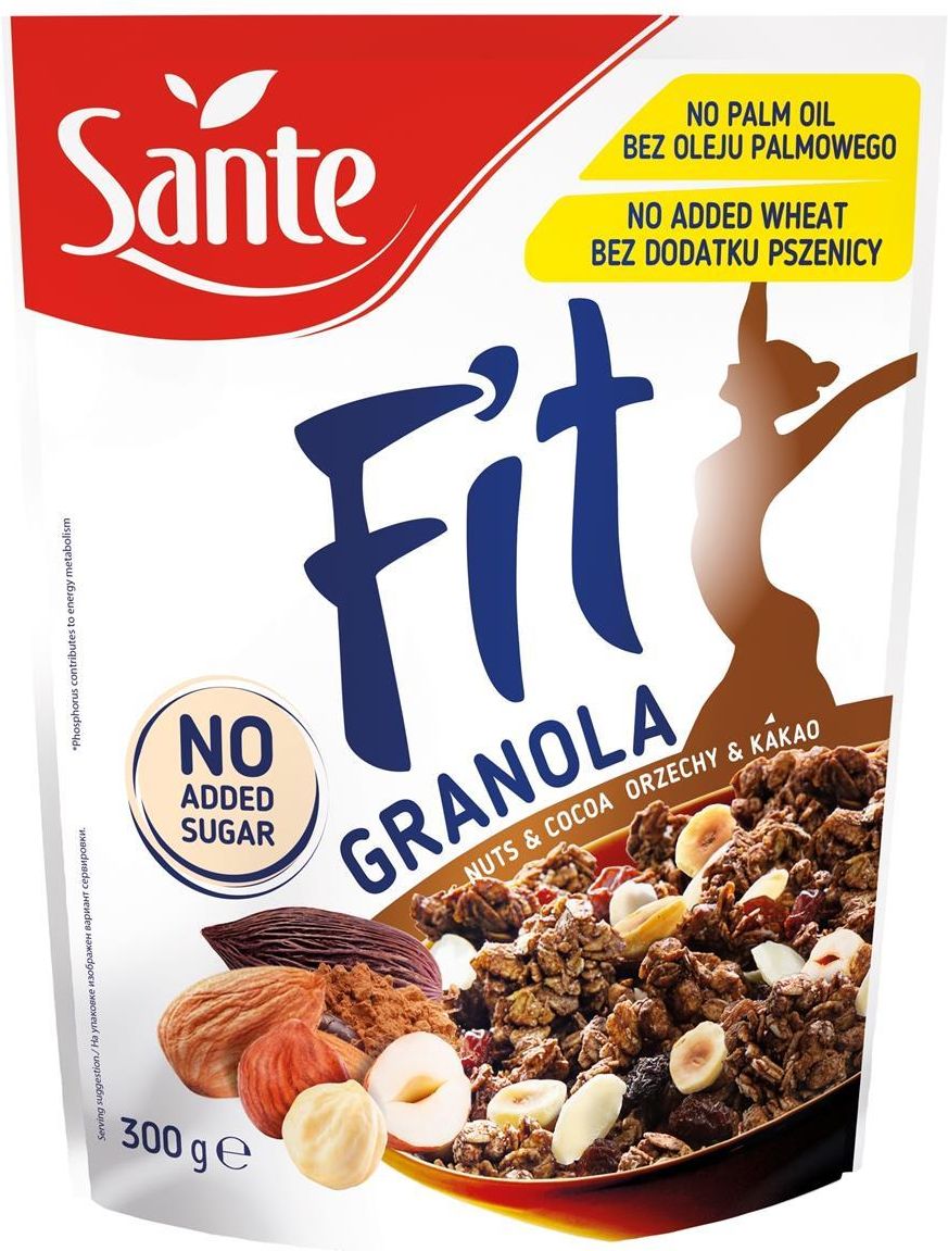 Sante Fit Granola Orzechy Kakao Bez Dodatku Cukru 300G