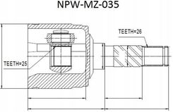 PRZEGUB WEWNĘTRZNY LEWY FORD RANGER 01-06 NPW-MZ-035 MZ714