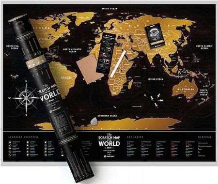 Świat mapa zdrapka - czarna