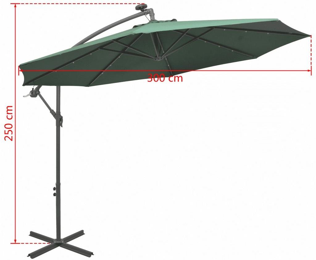 42969 vidaXL Parasol ogrodowy wiszący, światła