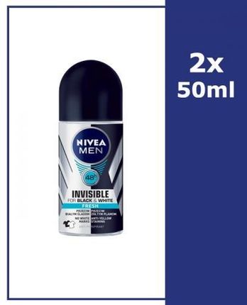 NIVEA MEN BLACK&WHITE INVISIBLE FRESH Antyperspirant w kulce 48h 2x50ml