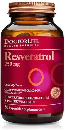 Life Doctor Life, Resveratrol, Resweratrol Ekstratem Z Pestek Winogron 250Mg, 30 Kapsułek
