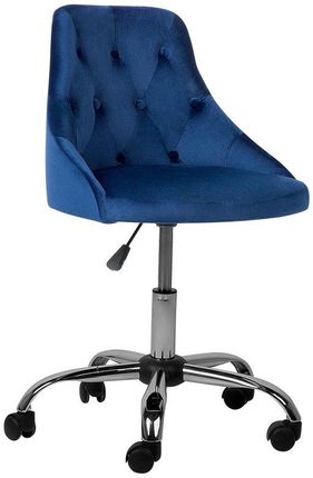 Beliani Nowoczesne niebieskie welurowe krzesło biurowe pikowane regulowana wysokość Parrish