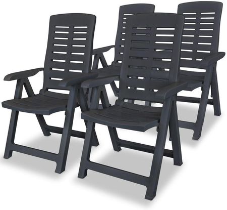 Vidaxl Rozkładane Krzesła Ogrodowe 4Szt. Plastikowe Antracytowe 177512