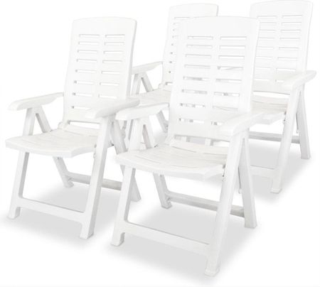 Vidaxl Krzesła Ogrodowe Rozkładane 4Szt. Białe 60X61X108Cm 177888