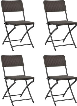 Vidaxl Składane Krzesła Ogrodowe 4Szt. Hdpe Brąz Rattanowy Wygląd 388202