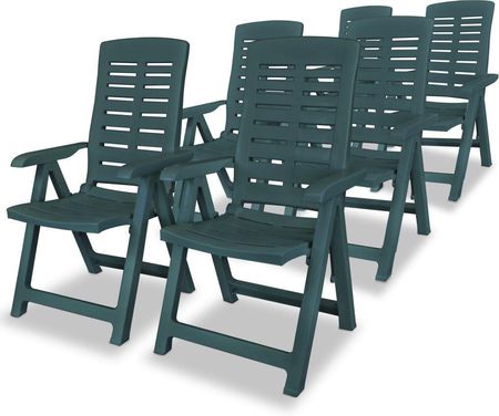 Vidaxl Rozkładane Krzesła Ogrodowe 6Szt. Zielone Plastikowe 177877
