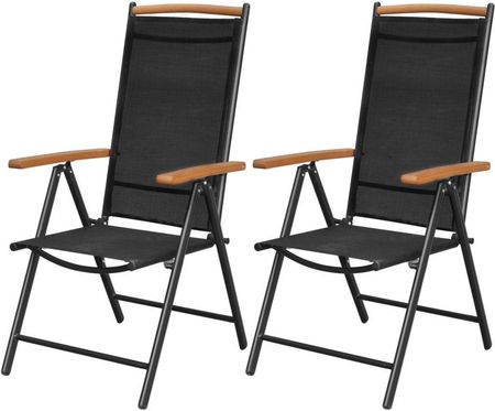 Vidaxl Składane Krzesła Ogrodowe 2Szt. Aluminium/Textilene Czarne 199894