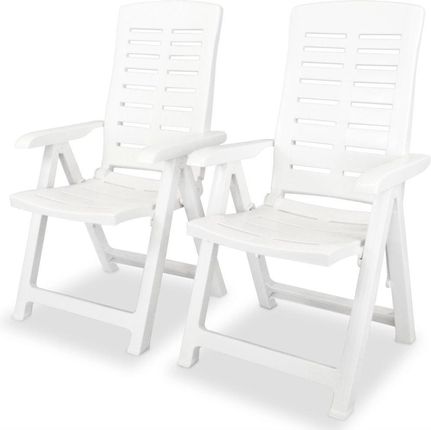 Vidaxl Rozkładane Krzesło Ogrodowe Plastik Białe 157575