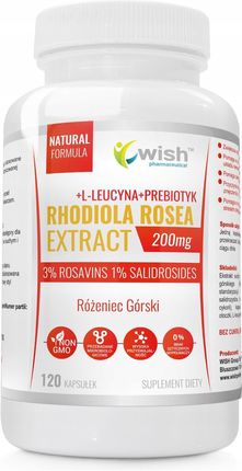 Kapsułki Wish Rhodiola Rose Extract Różeniec Górski + L-Leucyna + Prebiotyk 120 szt.