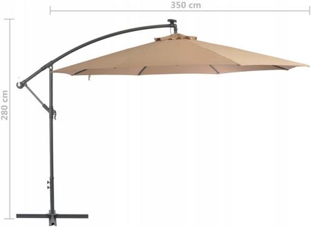 Parasol wiszący z aluminiowym słupkiem, 350 cm, ko - zdjęcie 3