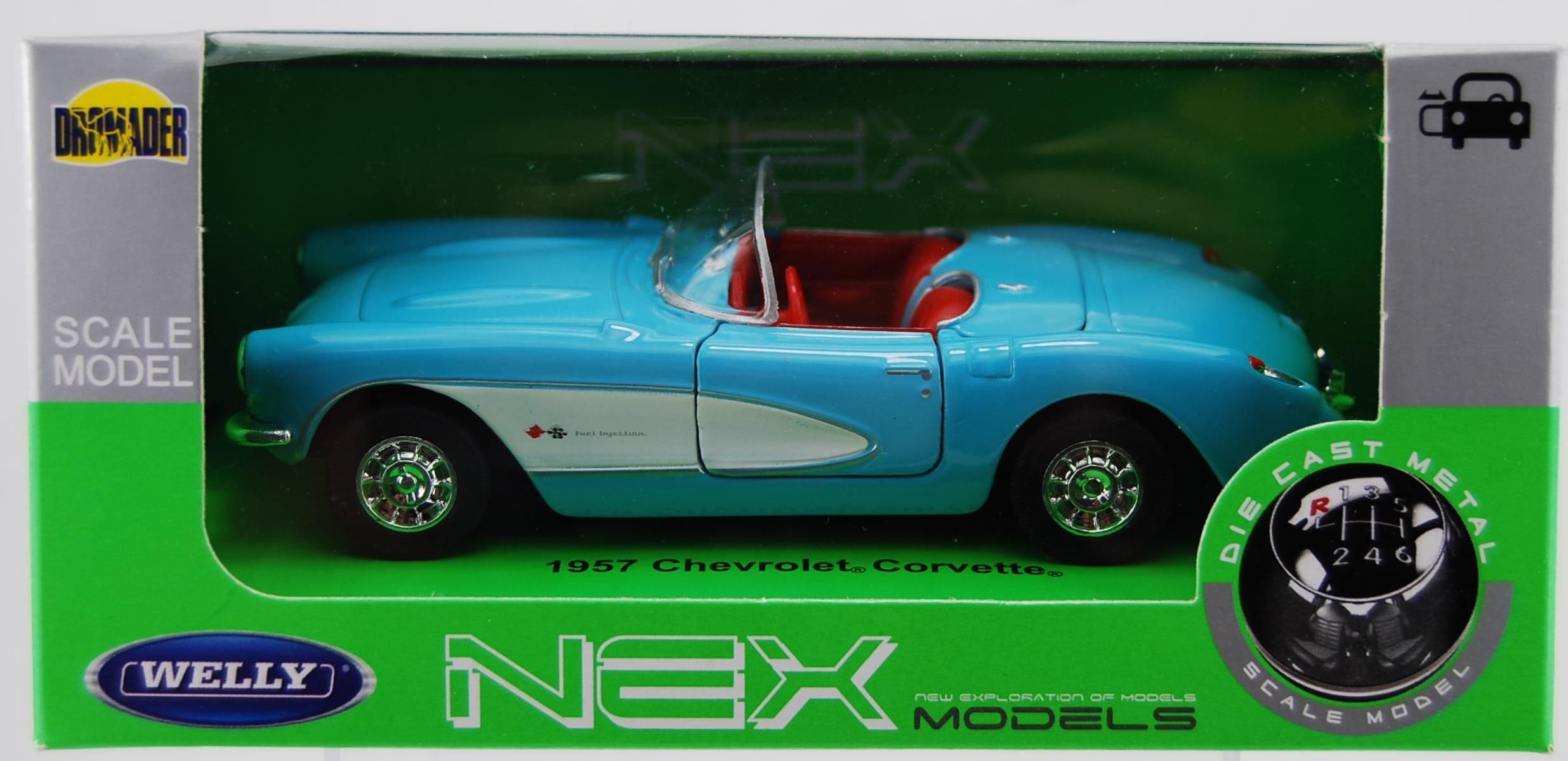 Welly 1957 Chevrolet Corvette Bez Dachu Niebieski Skala 1:34-1:39