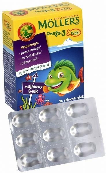 Mollers Omega-3 Rybki malinowe 36 szt. - zdjęcie 1 Mollers Omega-3 Rybki malinowe 36 szt.