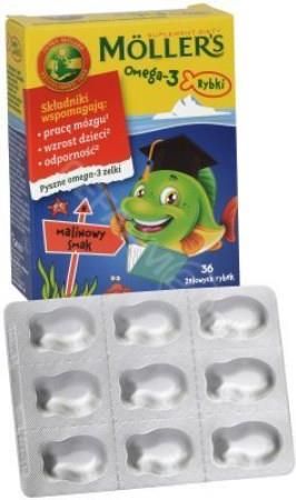 Mollers Omega-3 Rybki malinowe 36 szt. - zdjęcie 2 Mollers Omega-3 Rybki malinowe 36 szt.