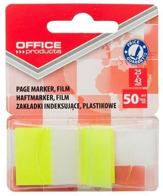 Zakładki indeksujące OFFICE PRODUCTS, PP, 25x43mm, 1x50 kart., blister, żółte