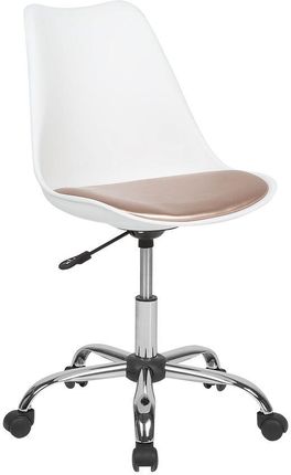 Beliani Krzesło biurowe na kółkach regulowana wysokość z poduszką biało-złote Dakota II