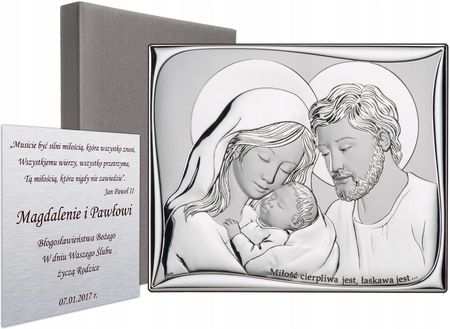 Srebrny Obrazek Święta Rodzina Pamiątka Ślubu *lux