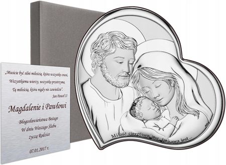 Srebrny Obrazek Ze Świętą Rodziną Pamiątka Ślubu