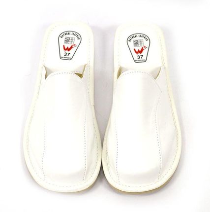 Pantofle białe skórzane damskie Wójciak 37