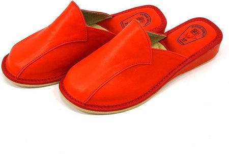 Pantofle czerwone skórzane damskie Wójciak 37