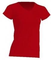 Koszulka damska (t-shirt) z krótkim rękawem - REGULAR LADY COMFORT V-NECK - kolor czerwony (RED)