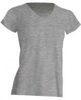 Koszulka damska (t-shirt) z krótkim rękawem - REGULAR LADY COMFORT V-NECK - kolor szary melanż (GREY MELANGE)