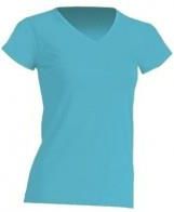 Koszulka damska (t-shirt) z krótkim rękawem - REGULAR LADY COMFORT V-NECK - kolor turkusowy (TURQUOISE)