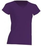 Koszulka damska (t-shirt) z krótkim rękawem - REGULAR LADY COMFORT V-NECK - kolor fioletowy (PURPLE)