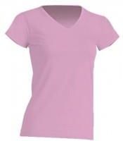 Koszulka damska (t-shirt) z krótkim rękawem - REGULAR LADY COMFORT V-NECK - kolor różowy (PINK)