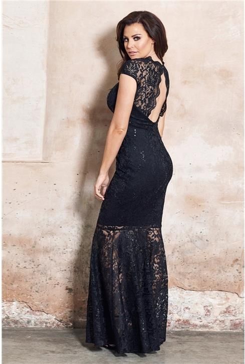 lace mesh maternity dress PinkBlush Navy Lace Overlay Maternity Maxi Dress main image 1