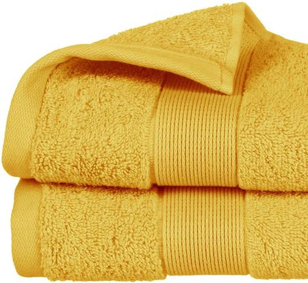 Atmosphera Żółty Ręcznik Łazienkowy Z Bawełny O Grubym Splocie Ręcznik Z Bordiurą Ochry