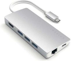 Zdjęcie Satechi Multiport Ethernet V2 Hub Ucb-C / Ethernet/3Xusb 3.0/Hdmi/Usb-C (Pd)/Sd/Microsd Silver (STTCMA2S) - Chociwel