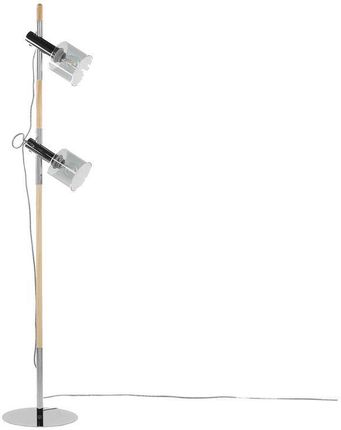 Beliani Nowoczesna lampa stojąca regulowana okrągłe klosze drewniana srebrna Owens
