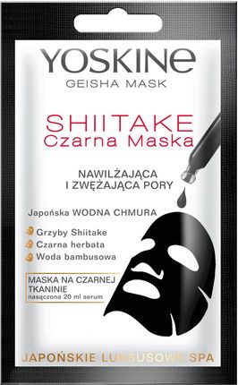 Yoskine Geisha Mask Maska na czarnej tkaninie Shitake 20ml - Czarna
