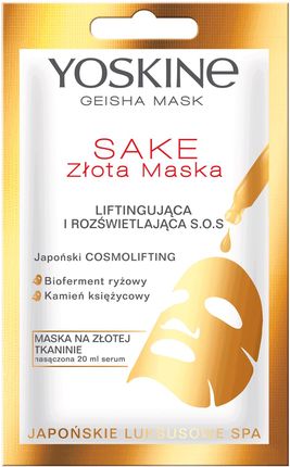 Yoskine Geisha Mask Maska na złotej tkaninie Sake 20ml - Złota