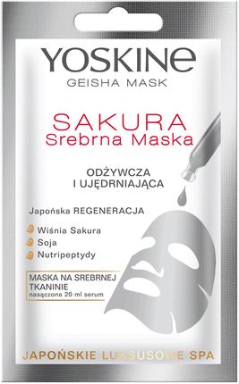 Yoskine Geisha Mask Maska na srebrnej tkaninie Sakura 20ml - Srebrna