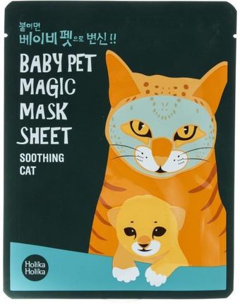 Holika Holika Baby Pet Magic Mask  Soothing Cat Odświeżająca bawełniana maseczka w płachcie 